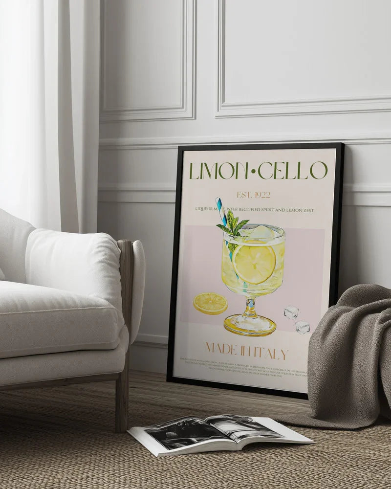 Illustration Of A Limoncello Drink - Nazma Khokhar Framed Art | Home or Office Art