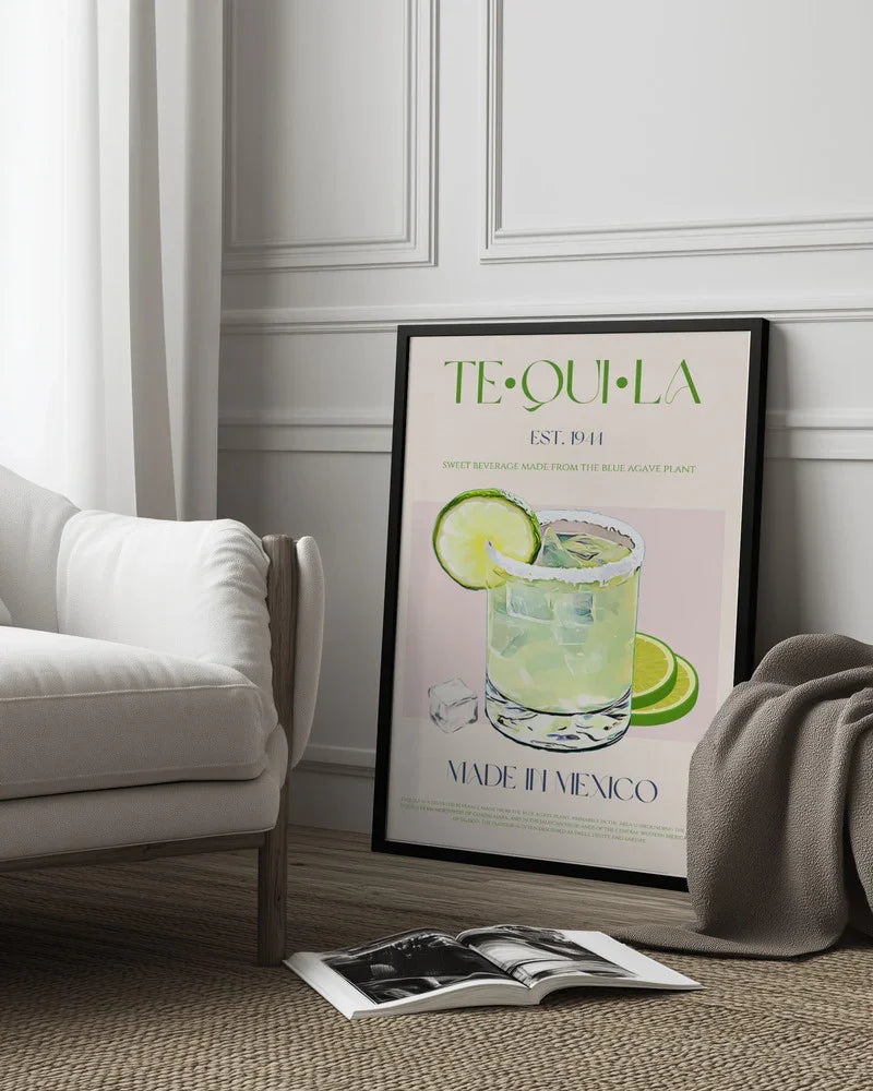 Tequila Drink With Lime And Ice - Nazma Khokhar Framed Art | Home or Office Art