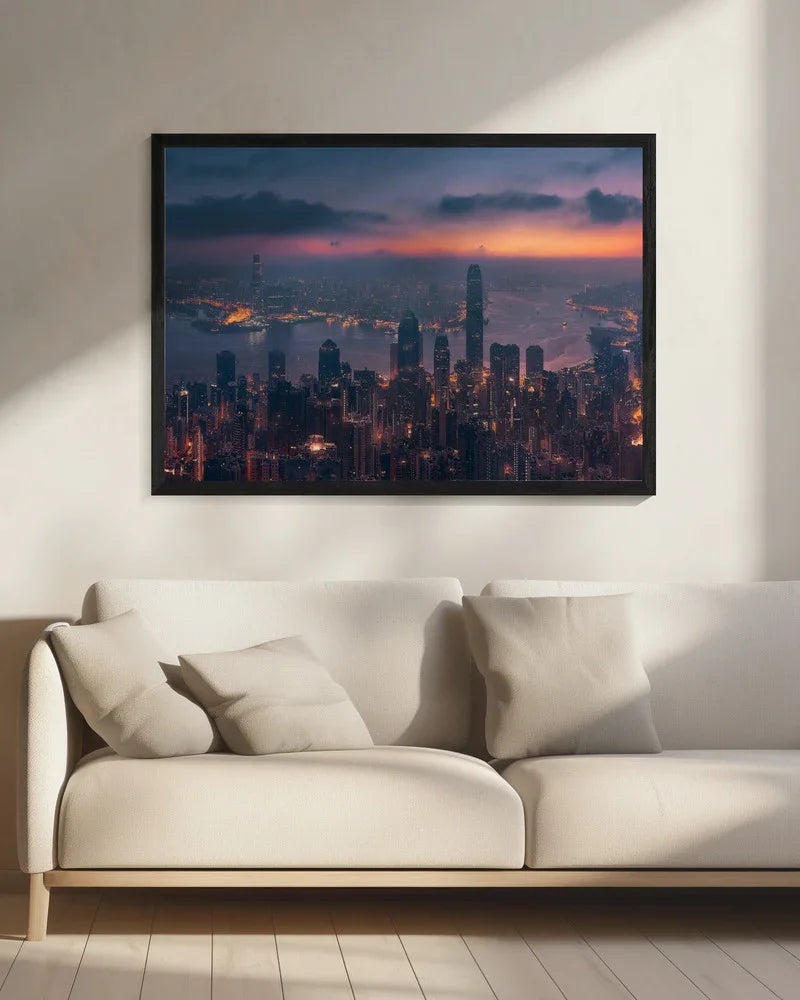 Sunrising Hong Kong Framed Art Javier de la Torre | Home or Office Art