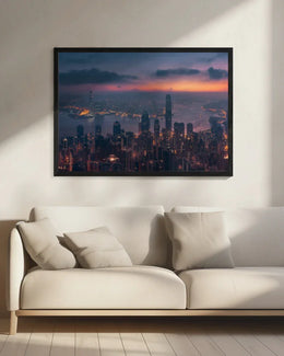Sunrising Hong Kong Framed Art Javier de la Torre | Home or Office Art