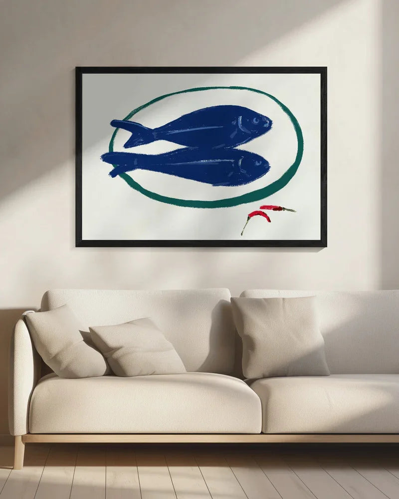 Blue Fish and Spice - Little Dean Framed Art | Home or Office Art