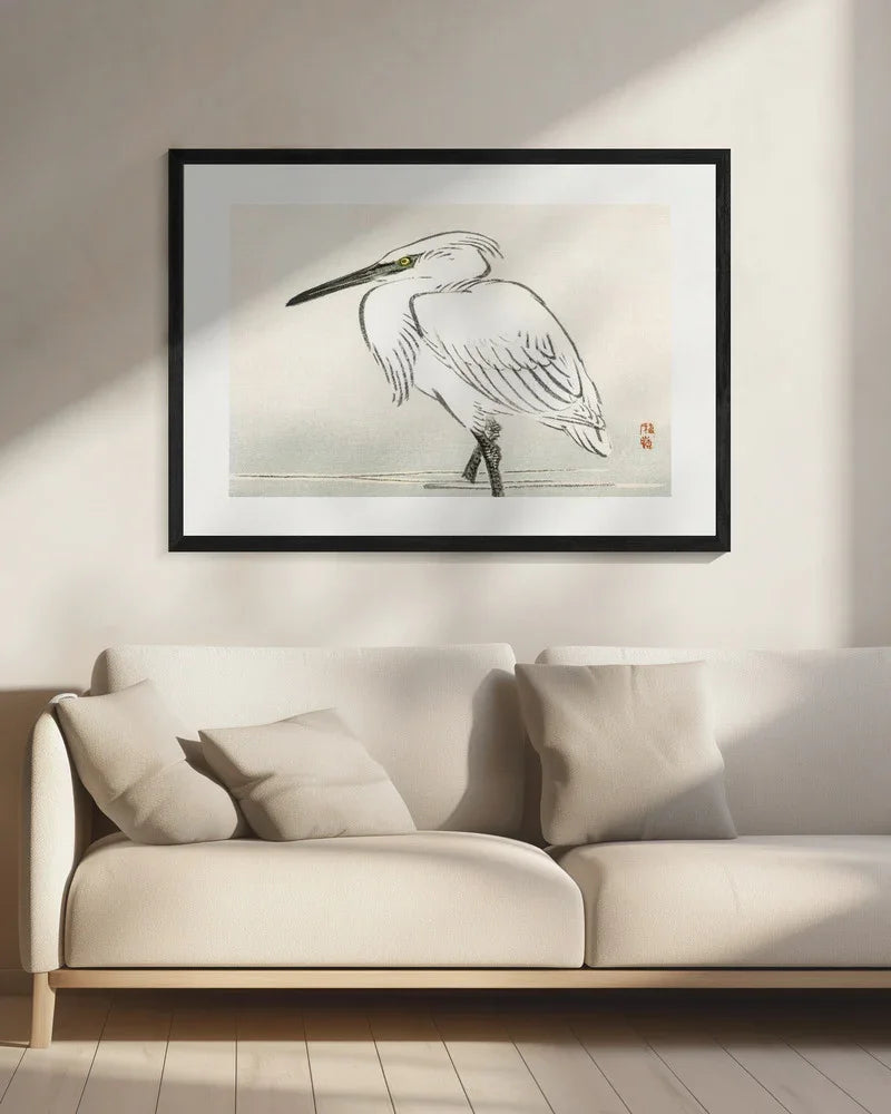 Snowy Egret - Kono Bairei Framed Art | Home or Office Art