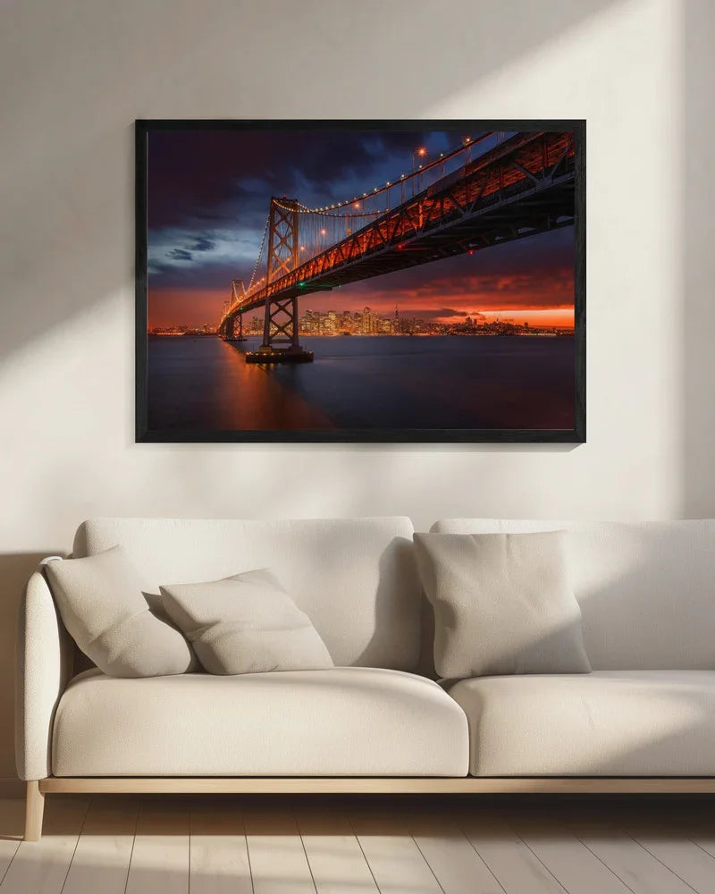 Bay Bridge at Night - Toby Harriman Framed Art | Home or Office Art