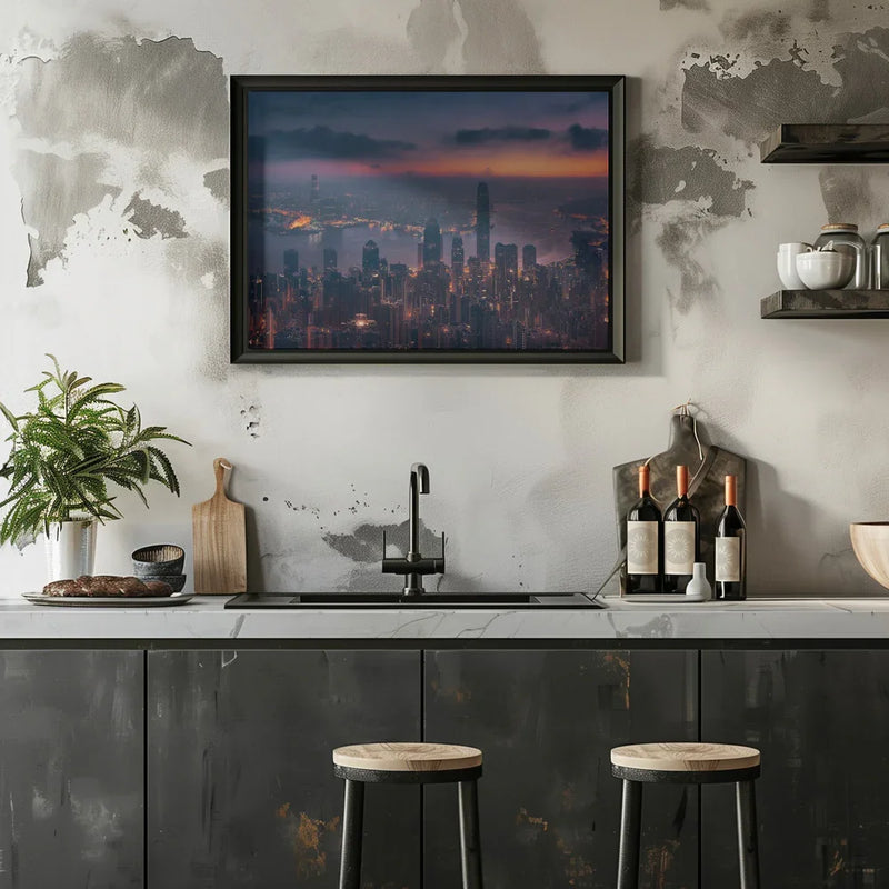 Sunrising Hong Kong Framed Art Javier de la Torre | Home or Office Art