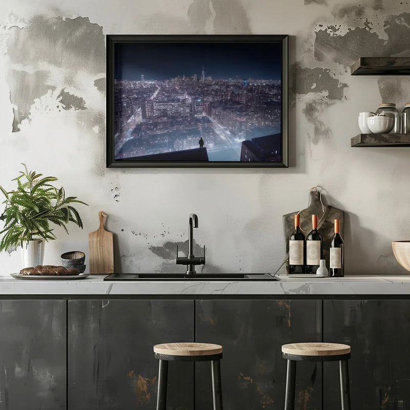 Cyber punk Newyork Framed Art Qijia Li | Home or Office Art