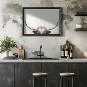 Peeking Longhorn Cow Framed Art Kathrin Pienaar | Home or Office Art