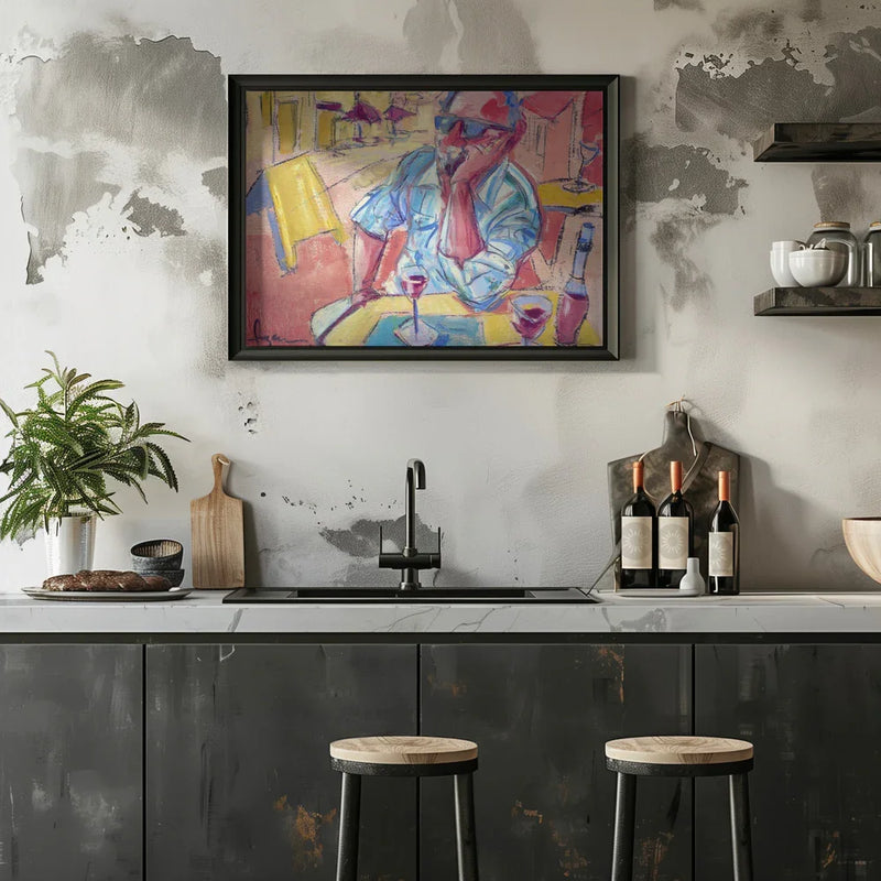 Contemplative Cafe Moment - Dorothy Fagan Framed Art | Home or Office Art