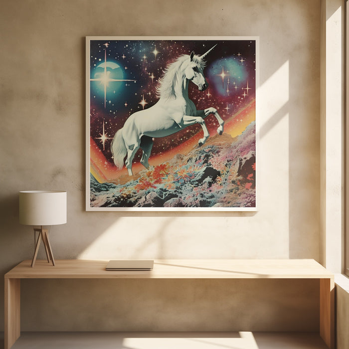 Vintage Unicorn Collage Art Square Poster Art Print by Samantha Hearn