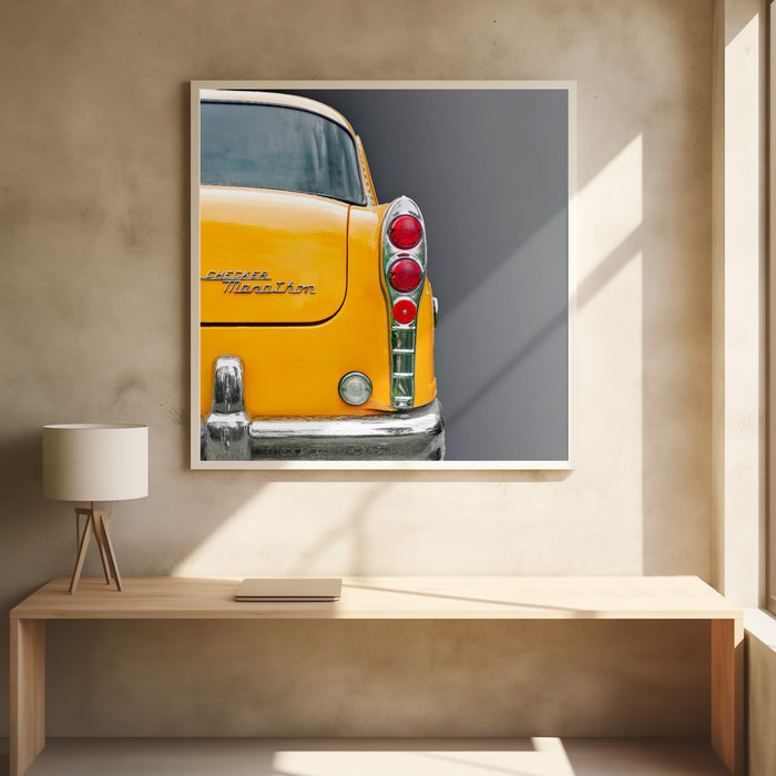 The Yellow Cab Square Poster Art Print by Roland Weber