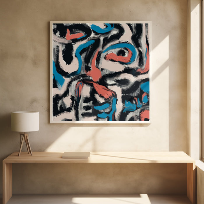 Ink and oil abstract Square Poster Art Print by Little Dean