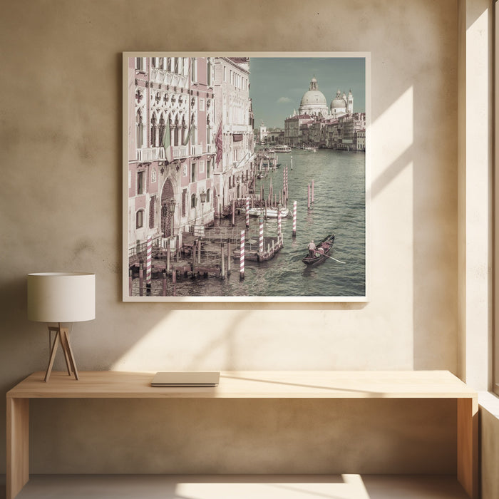 VENICE Canal Grande with Santa Maria della Salute | urban vintage style Square Poster Art Print by Melanie Viola