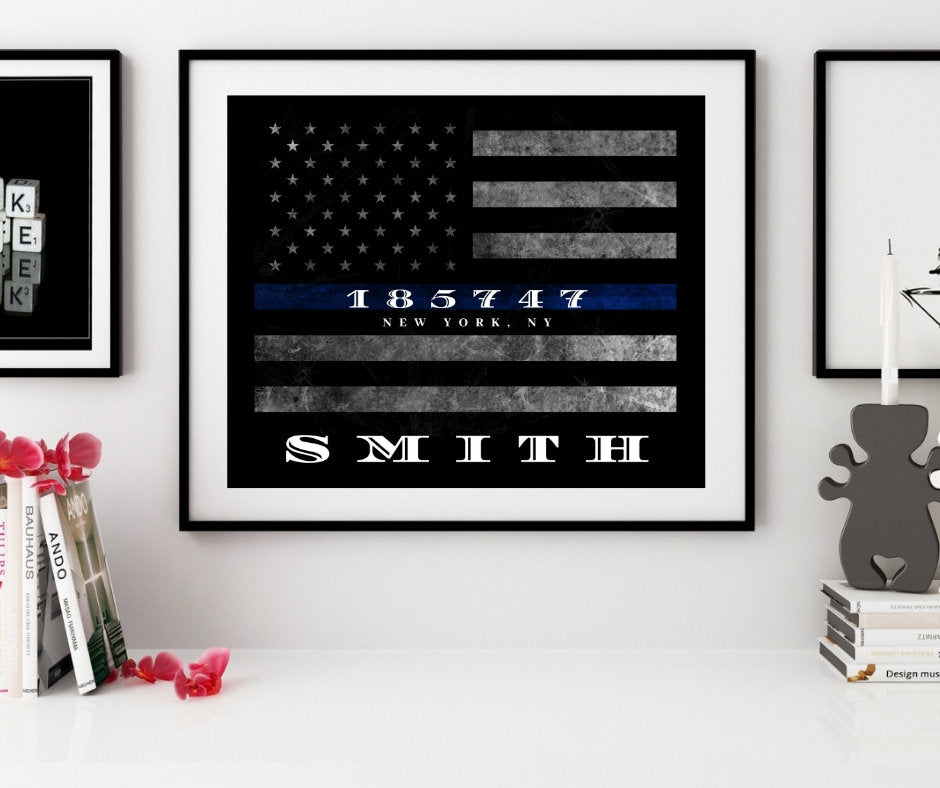 Police Retirement Frame Retirement Police Officer Framed Blue Line Art