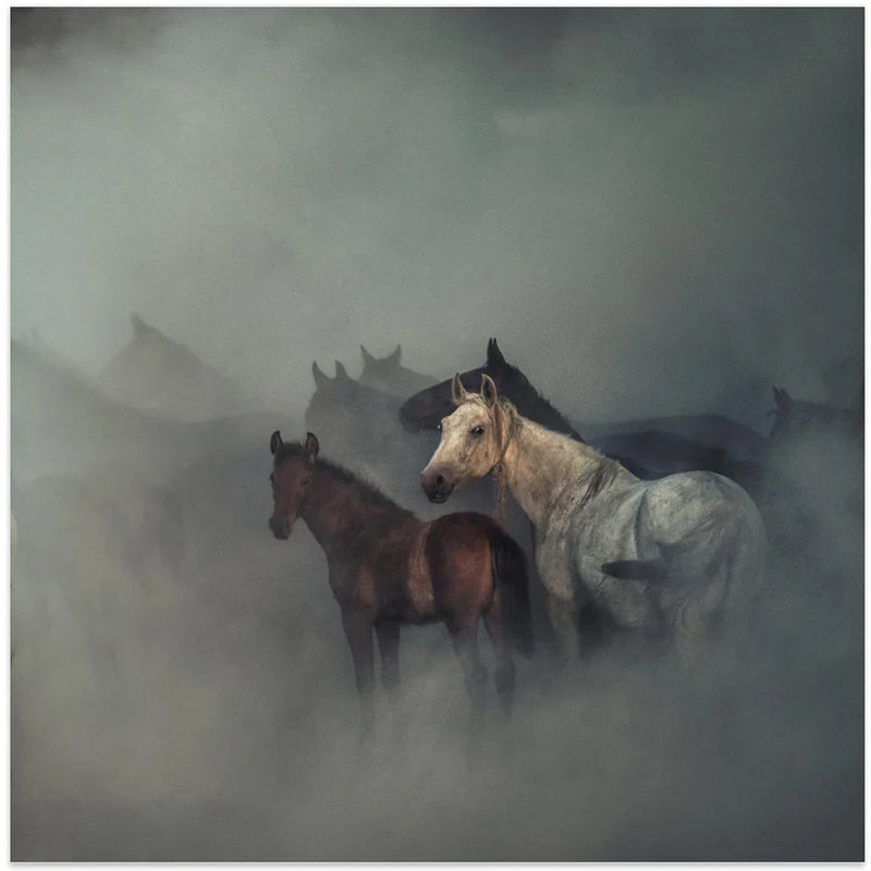 The lost horses Square Canvas Art  Hüseyin Taşkın 