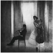 Pause for cello by Roswitha Schleicher-Schwarz Square Canvas Print Art for Modern Home Decor. Decorate your office or living room with canvas artwork
