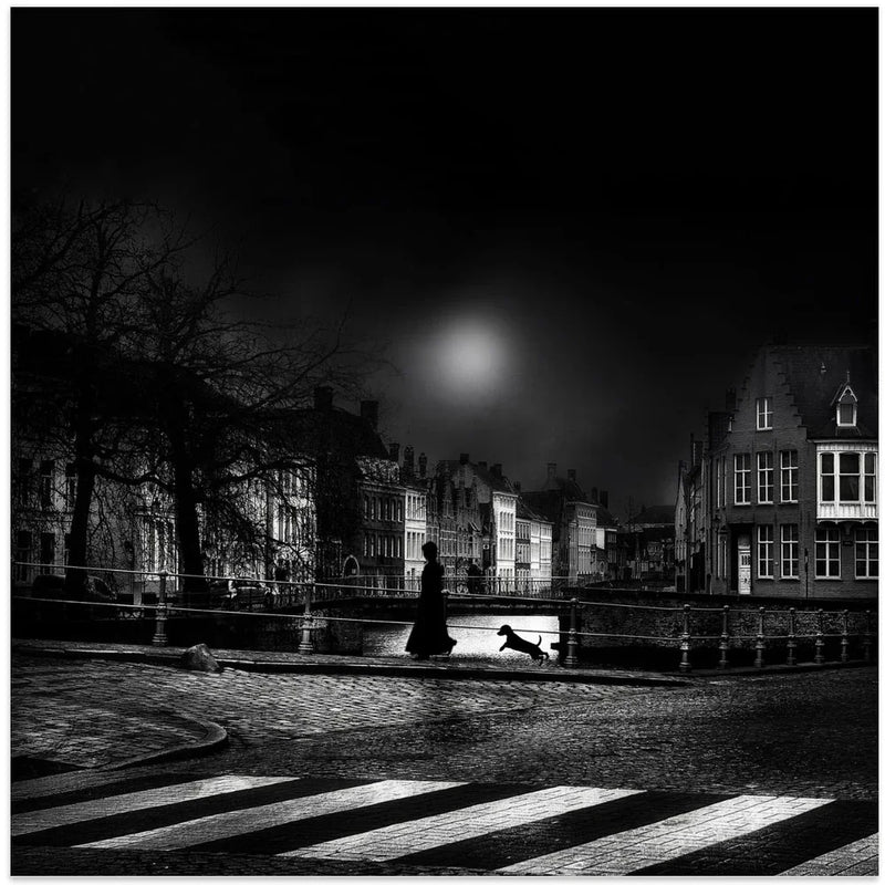 Moonlight stroll by Piet Flour Square Canvas Print Art for Modern Home Decor. Decorate your office or living room with canvas artwork