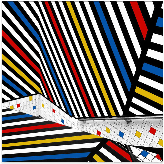 Mondriaan coloured hall Square Canvas Art Print