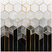 Charcoal Hexagons Square Canvas Art  Elisabeth Fredriksson 