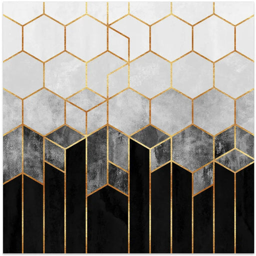 Charcoal Hexagons Square Canvas Art  Elisabeth Fredriksson 