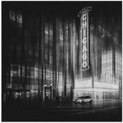 Chicago Theatre by Roswitha Schleicher-Schwarz Square Canvas Print Art for Modern Home Decor. Decorate your office or living room with canvas artwork