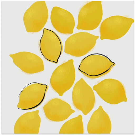 Lemons by Rosana Laiz Blursbyai Square Canvas Print Art for Modern Home Decor. Decorate your office or living room with canvas artwork