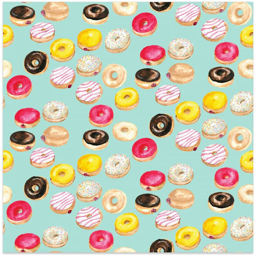 Watercolor donuts pattern in aqua by Rosana Laiz Blursbyai Square Canvas Print Art for Modern Home Decor. Decorate your office or living room with canvas artwork