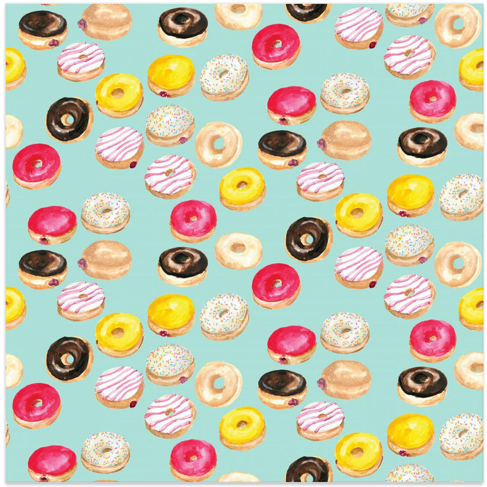 Watercolor donuts pattern in aqua Square Canvas Art Print