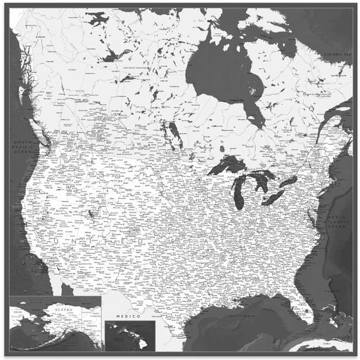 Highly detailed map of the United States, Olson by Rosana Laiz Blursbyai Square Canvas Print Art for Modern Home Decor. Decorate your office or living room with canvas artwork