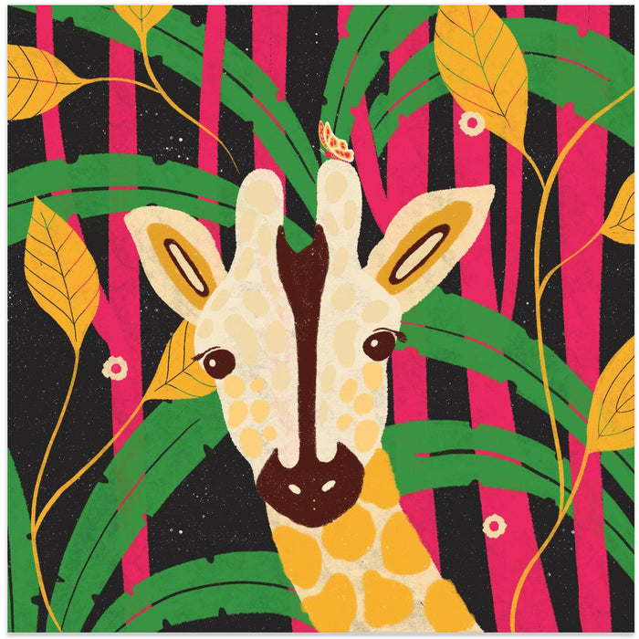 Giraffe-Animal Trilogy Square Canvas Art Print