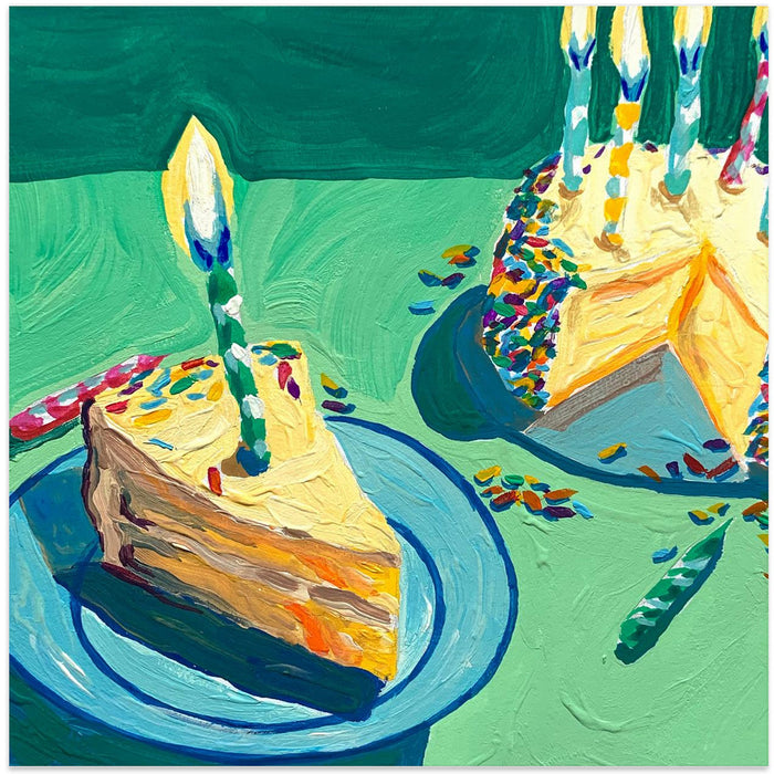 Birthday Cake Square Canvas Art Print