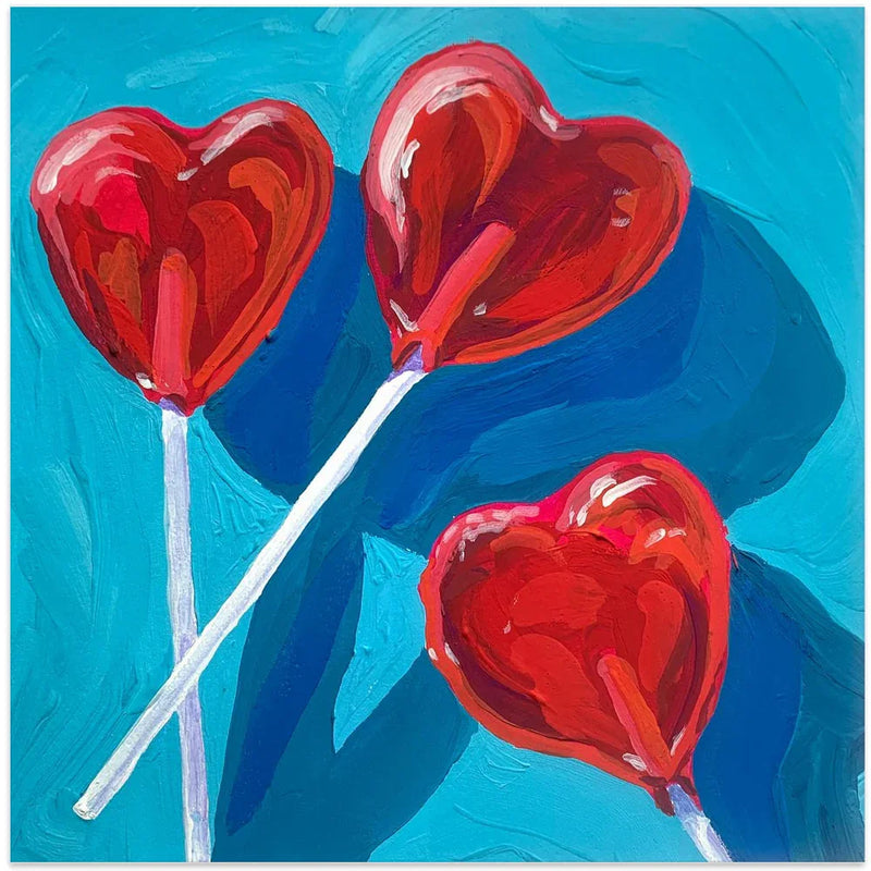 Heart Lollipops by Key and Sea Creative Square Canvas Print Art for Modern Home Decor. Decorate your office or living room with canvas artwork