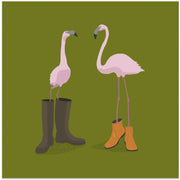 Fashion Flamingos Square Canvas Art  Florent Bodart 