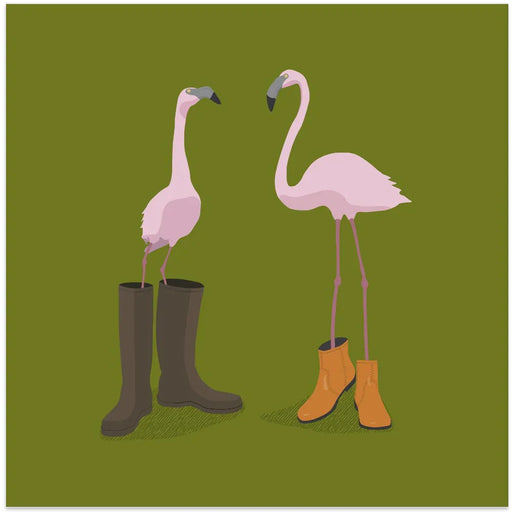 Fashion Flamingos Square Canvas Art  Florent Bodart 