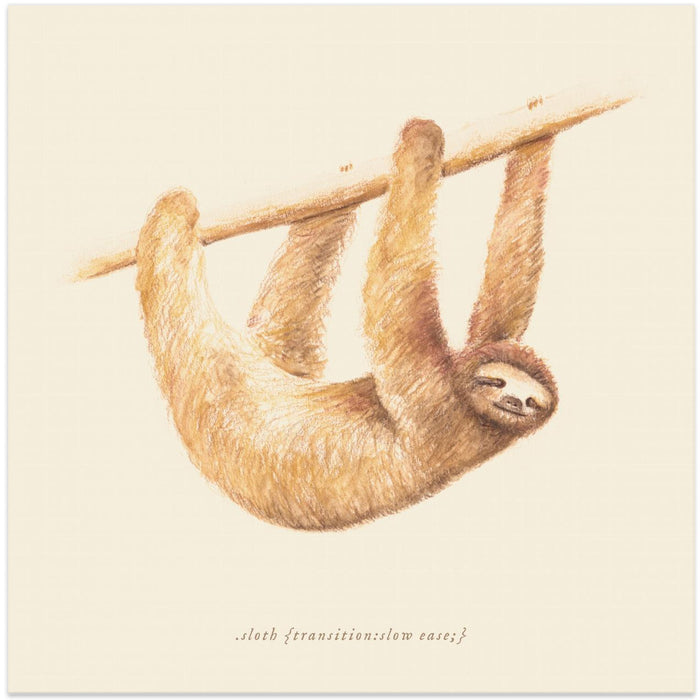Css Animals   Sloth Square Canvas Art Print