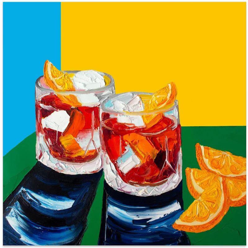 Negronis No2 by Alice Straker Square Canvas Print Art for Modern Home Decor. Decorate your office or living room with canvas artwork