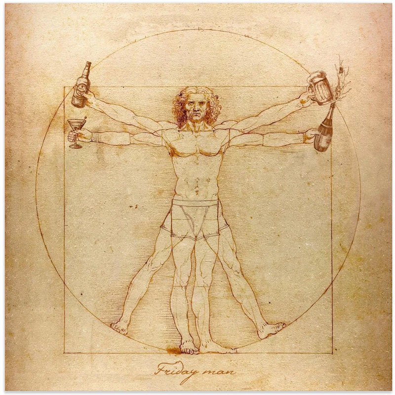 Friday Man by Artem Pozdniakov Square Canvas Print Art for Modern Home Decor. Decorate your office or living room with canvas artwork