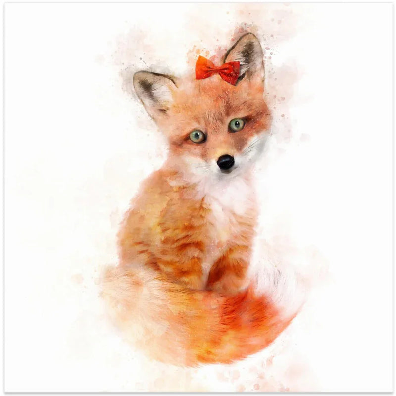 Baby Fox Square Canvas Art  Emel Tunaboylu 