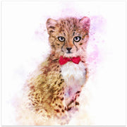 Baby Cheetah Watercolor Square Canvas Art  Emel Tunaboylu 