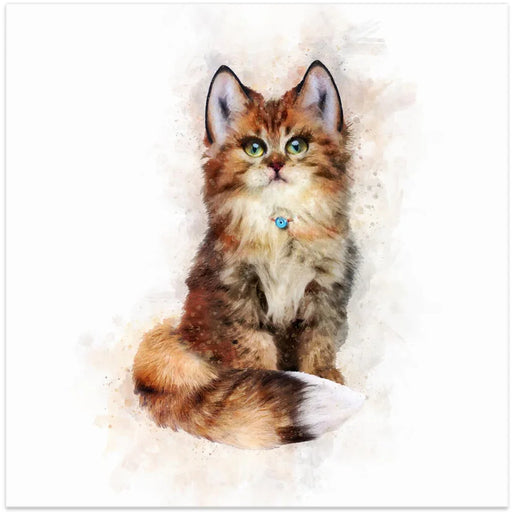Baby Cat Square Canvas Art  Emel Tunaboylu 