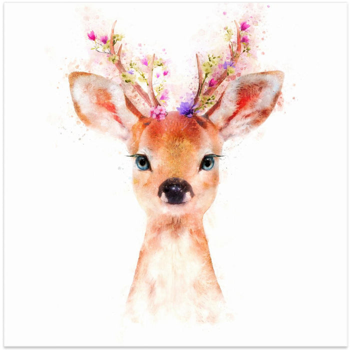 Baby Deer Square Canvas Art Print