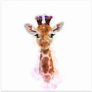 Baby Giraffe by Emel Tunaboylu Square Canvas Print Art for Modern Home Decor. Decorate your office or living room with canvas artwork