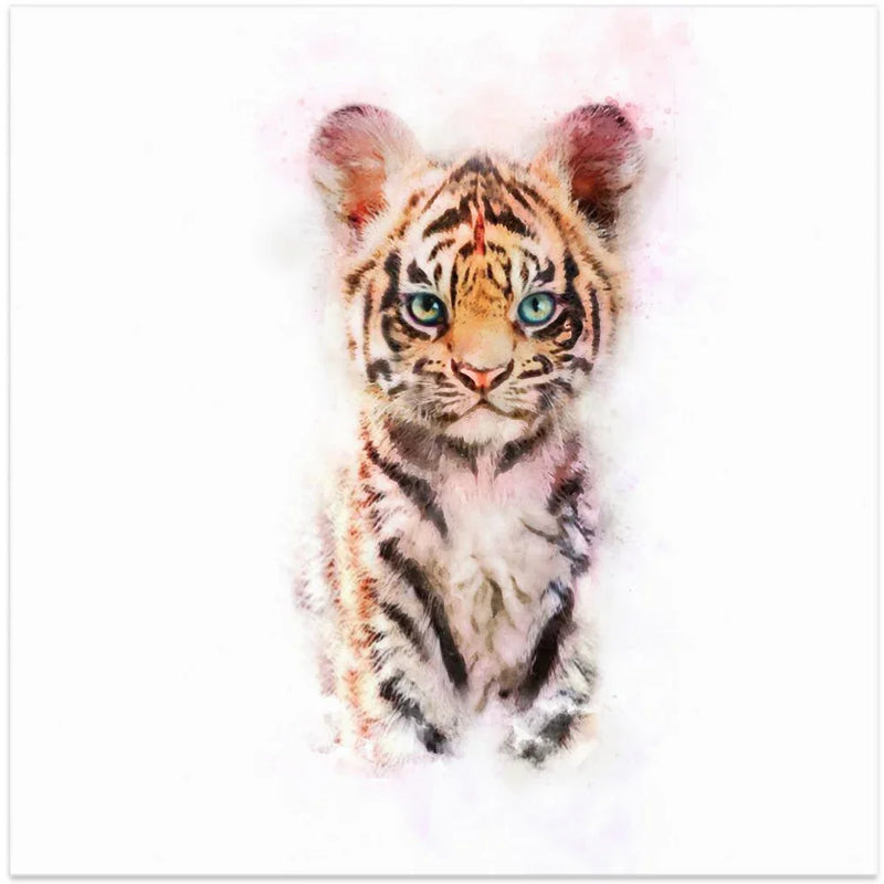 Baby Tiger by Emel Tunaboylu Square Canvas Print Art for Modern Home Decor. Decorate your office or living room with canvas artwork