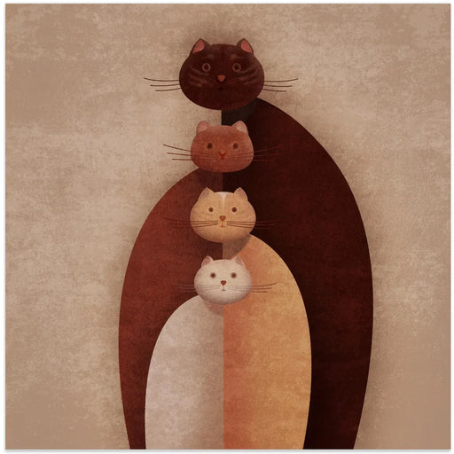 Cat Gang Square Canvas Art  Emel Tunaboylu 