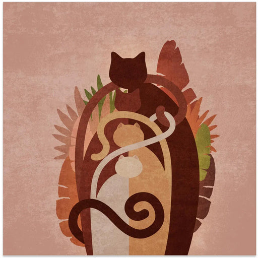 Cat Gang Boho by Emel Tunaboylu Square Canvas Print Art for Modern Home Decor. Decorate your office or living room with canvas artwork