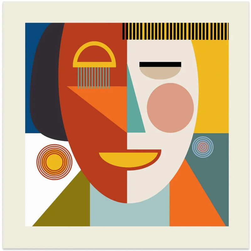 Faces Stripes Minimal Kopie by Ana Rut Bre Square Canvas Print Art for Modern Home Decor. Decorate your office or living room with canvas artwork