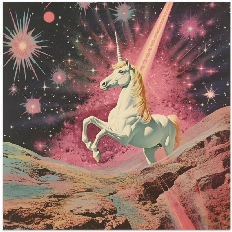 Magic Unicorn Collage Art by Samantha Hearn Square Canvas Print Art for Modern Home Decor. Decorate your office or living room with canvas artwork