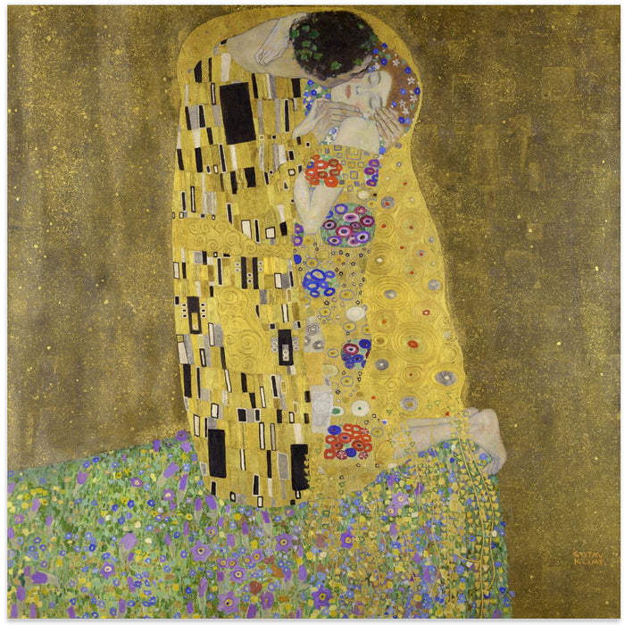 The Kiss (1907–1908) Square Poster Art Print by Gustav Klimt