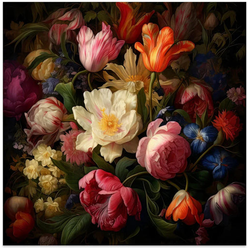 Fa Vintage Floral 57 by Bilge Paksoylu Square Canvas Print Art for Modern Home Decor. Decorate your office or living room with canvas artwork