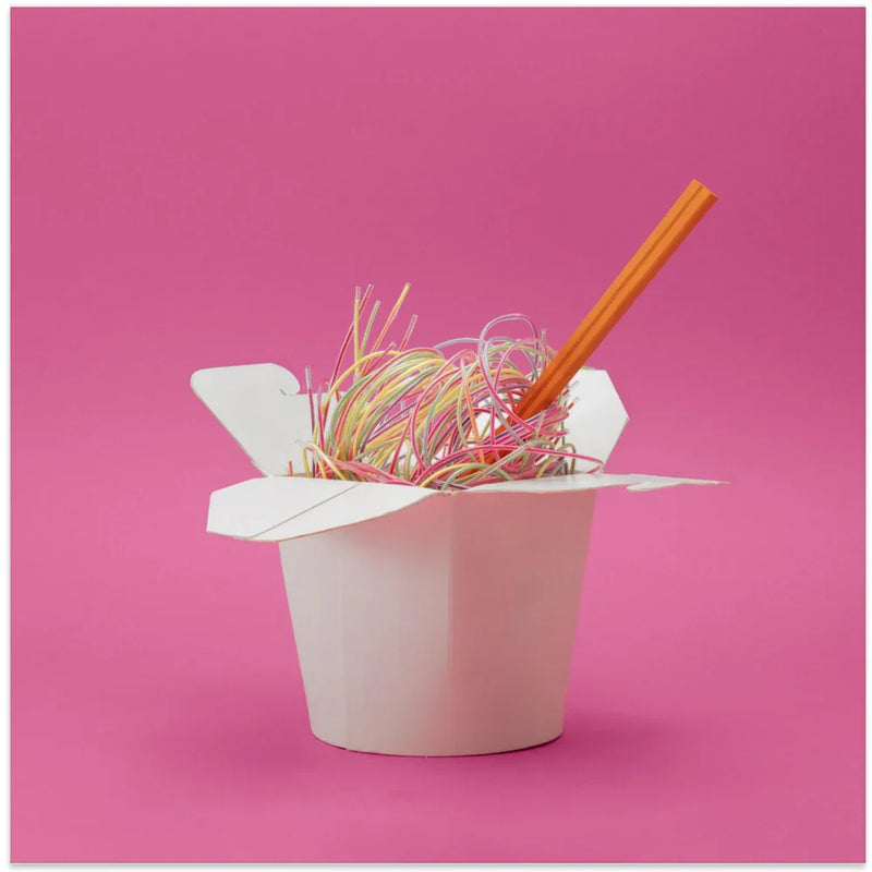 Scobidou Noodles by Julia Ramiro Square Canvas Print Art for Modern Home Decor. Decorate your office or living room with canvas artwork