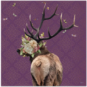 Spring Flower Bonnet On Deer by Sue Skellern Square Canvas Print Art for Modern Home Decor. Decorate your office or living room with canvas artwork