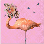 Spring Flower Bonnet On Flamingo by Sue Skellern Square Canvas Print Art for Modern Home Decor. Decorate your office or living room with canvas artwork
